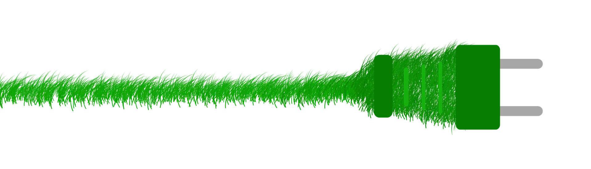 Un enchufe verde con textura similar a la hierba, que simboliza la energía ecológica o la tecnología sostenible.